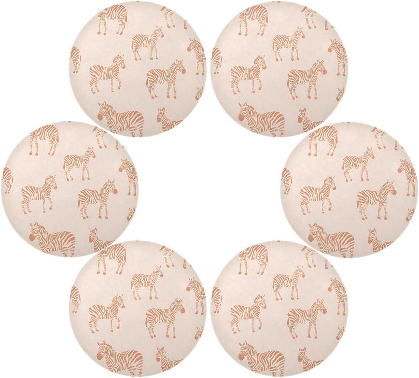 Round Placemats Peach Zebra Print Pattern Table Mats Washable Non-Slip Heat Resistant Place Mats for Dining Table Home Decoration Tray Mat 15.4"X15.4", Set of 1