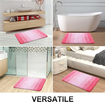 OLANLY Bathroom Runner Rugs Mat 47x20, Extra Soft Absorbent Microfiber Bath Rugs, Rubber Backing, Quick Dry, Washable Long Bath Mats for Bathroom Floor, Tub and Shower, Home Decor Accessories, Pink