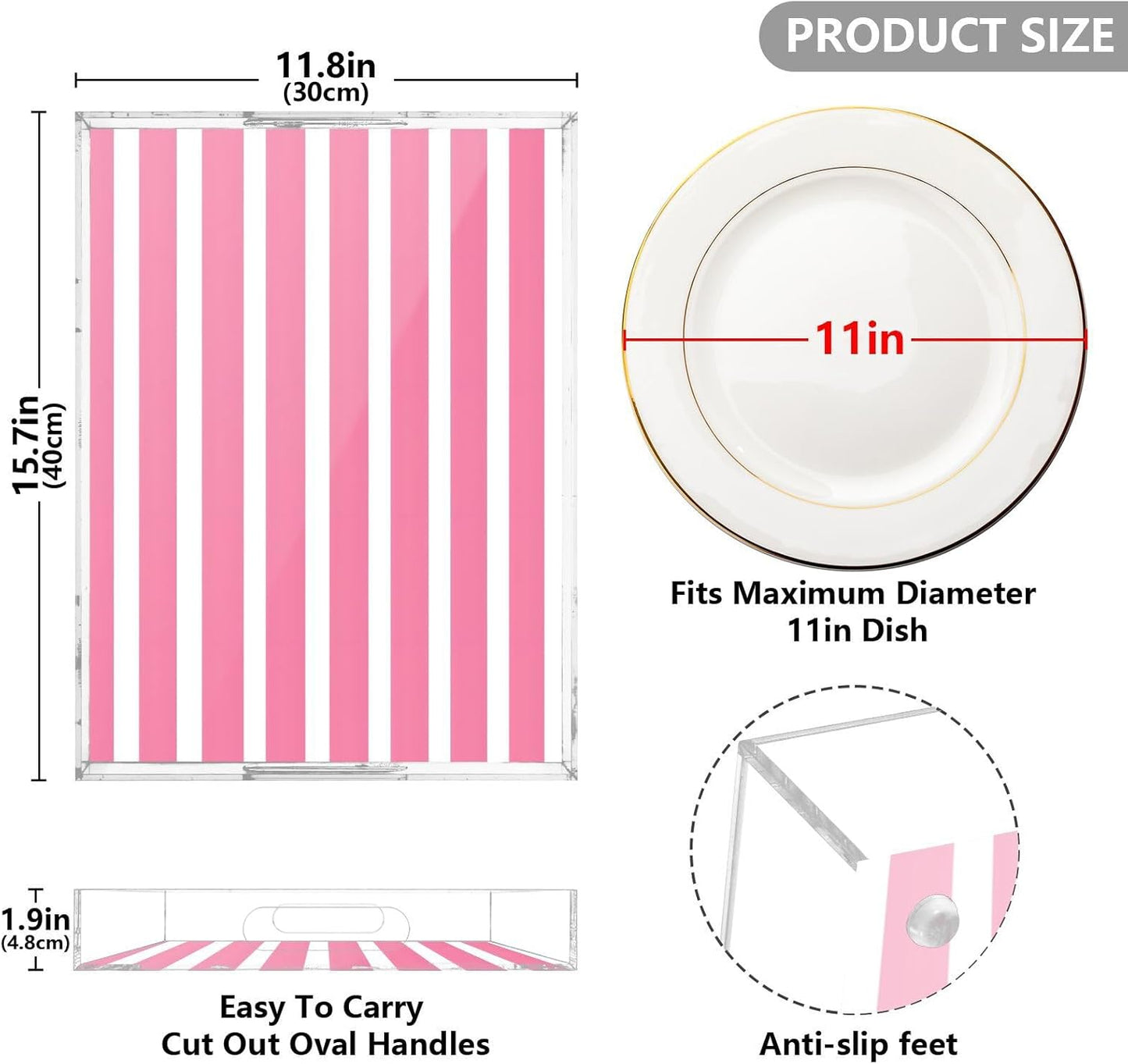 Serving Tray Decorative Trays and Platters Snacks Bowl Candy Dish Pink Solid for Breakfast, Lunch, Dinner, Appetizers Food Tray