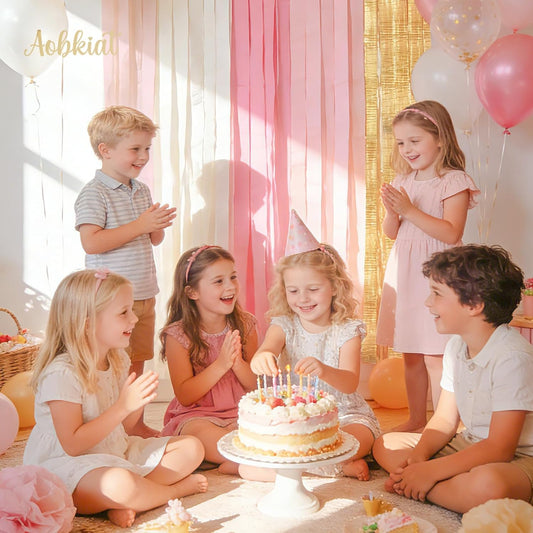 AOBKIAT Wedding Party Decorations, 8 Rolls Pink Gold Crepe Paper Streamers for Wedding, Bachelorette, Birthday, Baby Bridal Shower, Valentines Day Party Backdrop Decorations, 82ft Long