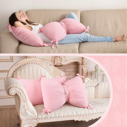 Newwiee 2 Pcs Valentines Pink Velvet Bow Pillow Covers 14 x 20 Inch Pink Throw Pillow Cover Soft Velvet Cushion Cases Aesthetic Cushion Cases for Women Room Bed Sofa Couch Valentines Decor