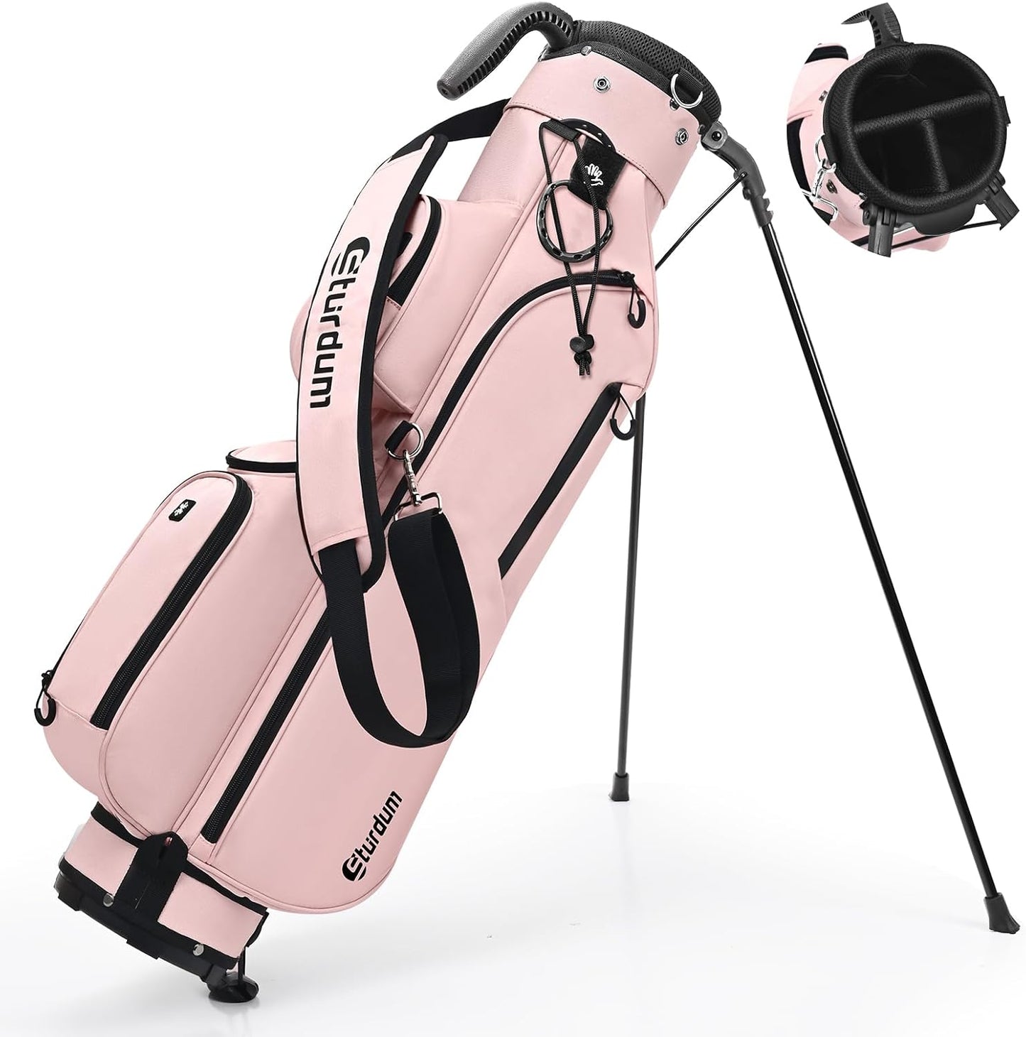 Golf Stand Bag, Lightweight Par 3 Golf Bag with 3 Way Dividers 900D Weatherproof Oxford, 3.7lbs Compact Yet Spacious Pitch N Putt for Driving Range, Cooler Pockets