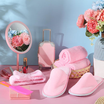 Twistover 24 Pcs Girls Spa Party Supplies for Kids Foot Spa Birthday Party Favors Include 6 Mirrors 6 Bow Headbands 6 Disposable Slippers 6 Towels for Sleepover Slumber Gifts