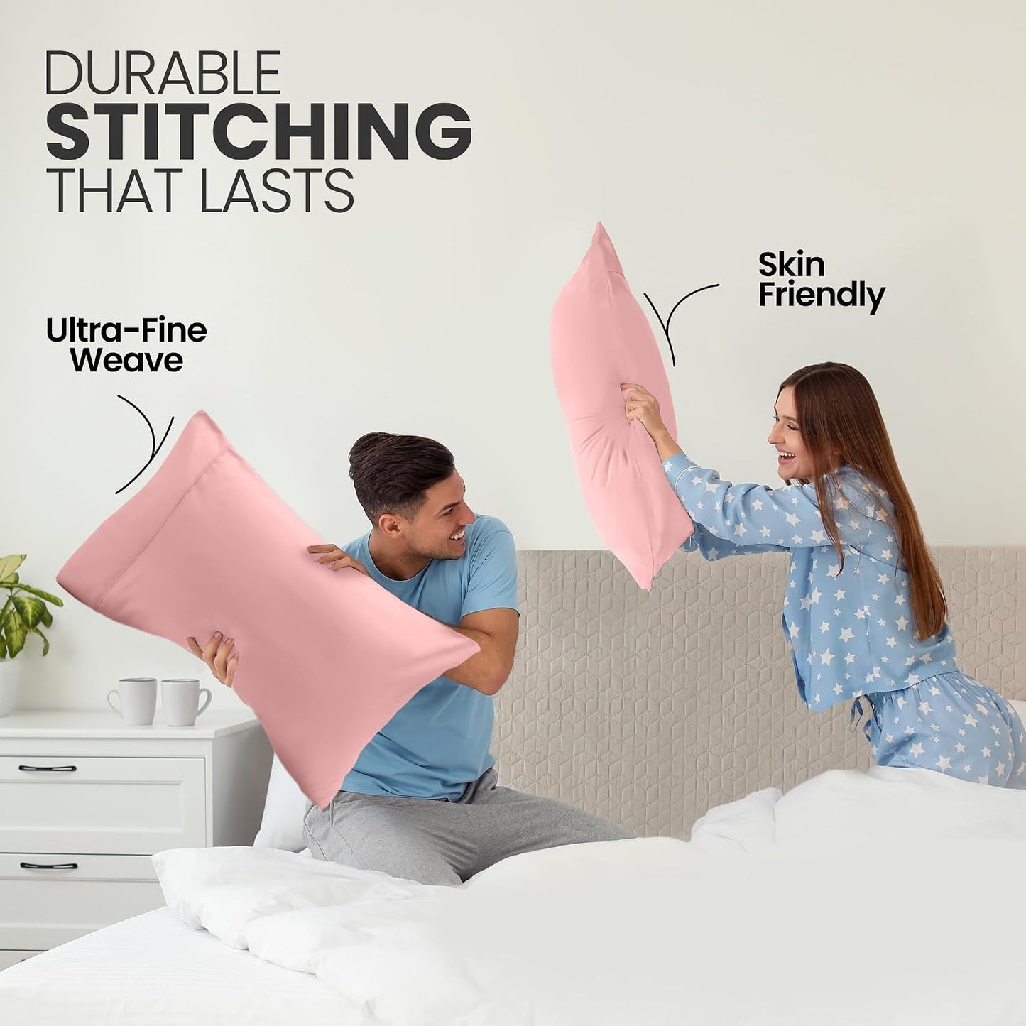 Utopia Bedding Pillow Cases Standard Size 2-Pack – Soft Brushed Microfiber – Envelope Closure – Perfect for Hospitals, Hotels, Guest Rooms – Oeko-TEX Certified, 20x26 Inches (Pink)