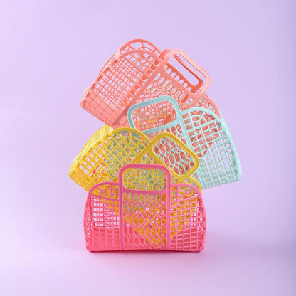 BABANA Small Plastic Jelly Bags - Reusable Gift Basket | Beach Bag, Bridal, Easter Basket (Peach)