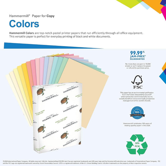Hammermill 103119 Recycled Colored Paper, 20lb, 8-1/2 x 11, Salmon, 500 Sheets/Ream