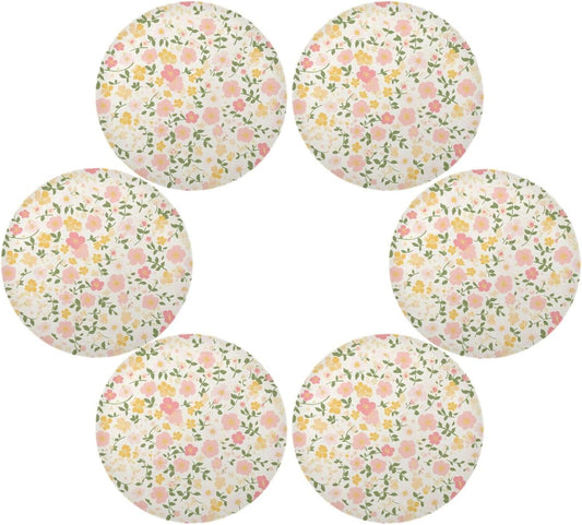 Buttercup and Sweet Potato Pattern White and Peach Round Rustic placemats Kids Reusable placemat Table mat Plate Waterproof Easter Place mats Indoor Set of 6 15.4x15.4in