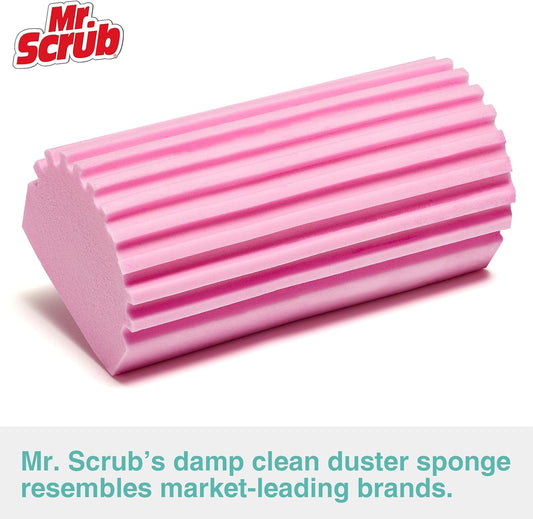4 Pack Damp Dusting Sponge Duster, Pink Dust Cleaning Sponge, Reusable Household Cleaning Sponge Tool for Blinds, floorboards, Fan Blades, Vents, Glass, Railings, Mirrors