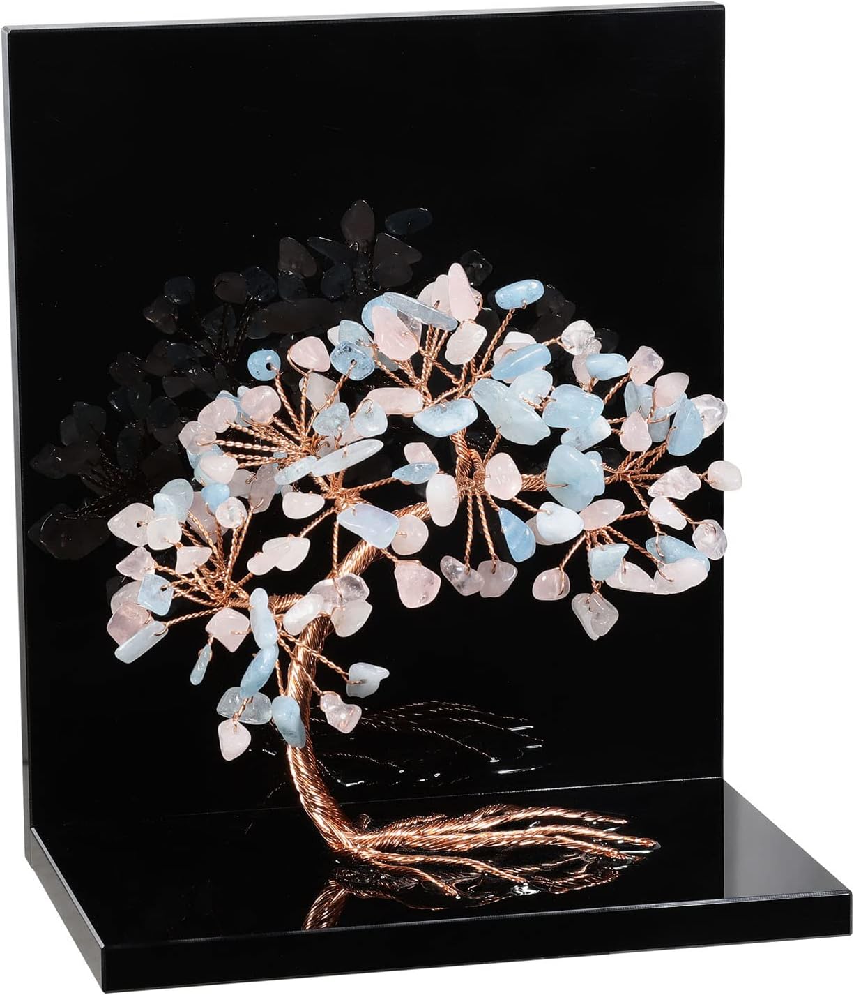 rockcloud Set of 2 Aquamarine and Rose Quartz Crystal Tree Acrylic Decorative Bookends, L-Shaped Heavy Duty Book Ends to Hold Books for Home Office Shelves, Blue&Pink
