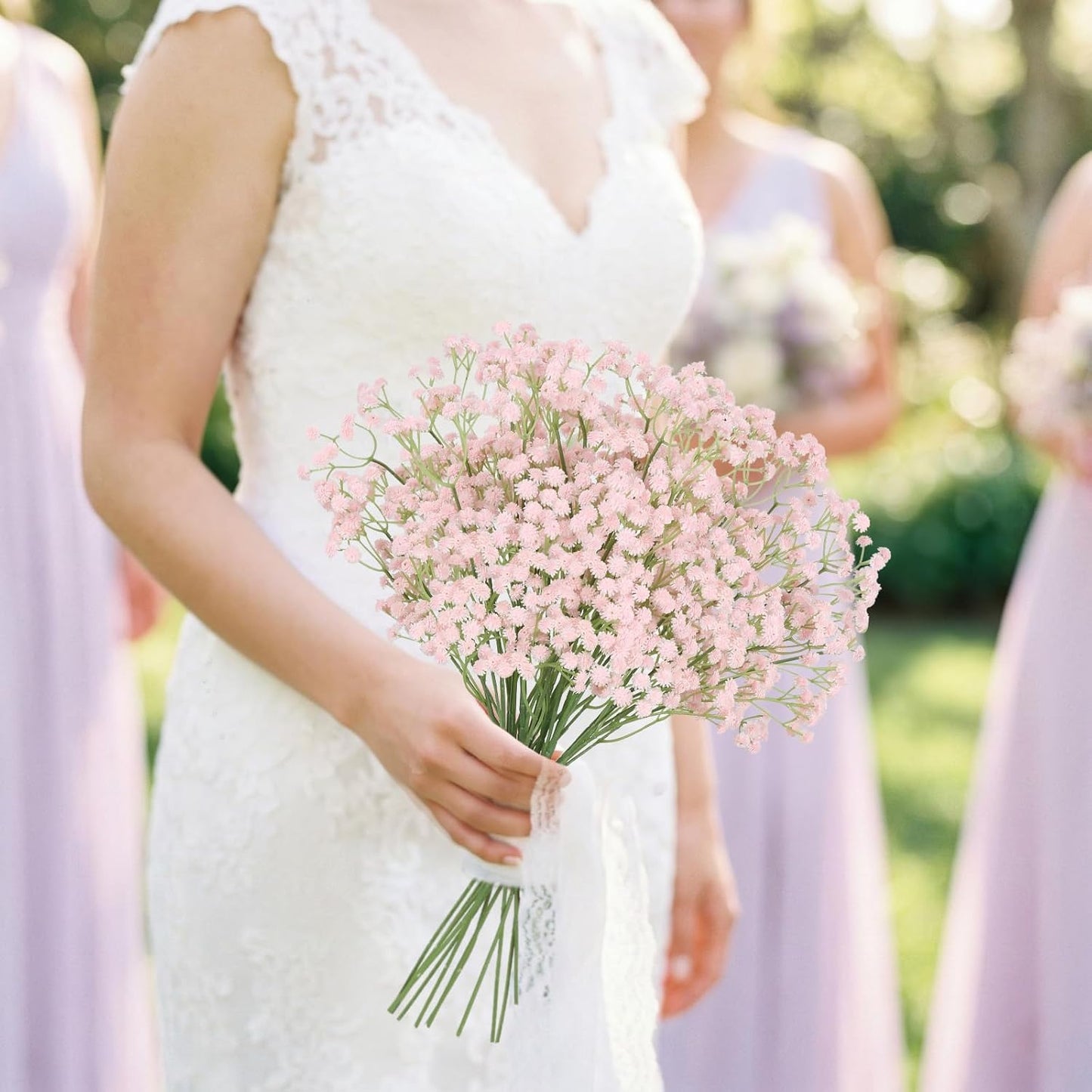 12PCS Pink Babys Breath Artificial Flowers, 24inch Faux Gypsophila Bouquet Real Touch Fake Babys Breath Flowers for Floral Arrangements Wedding Centerpieces Tables Decorations (Pink)