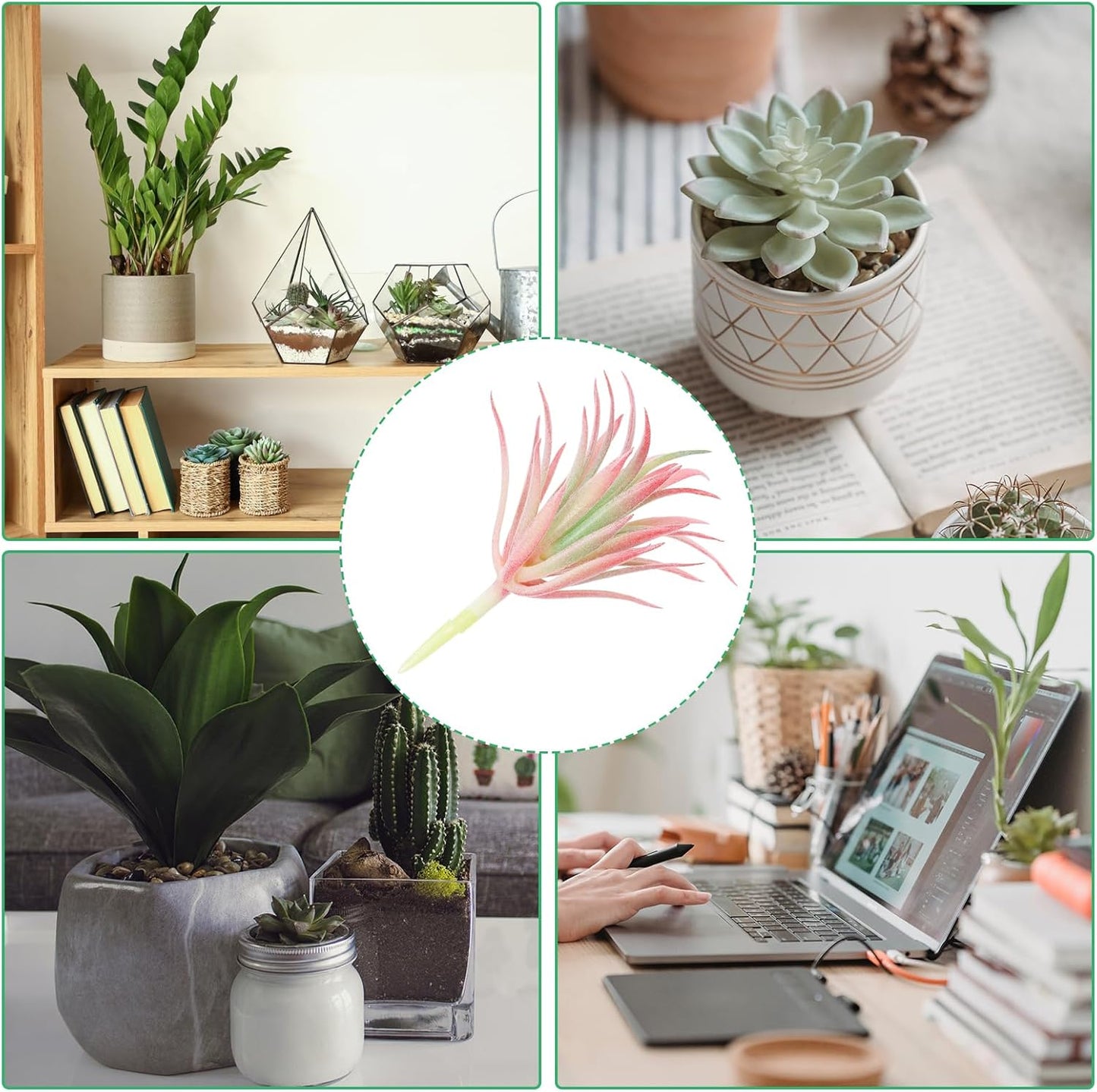 PATIKIL Artificial Succulent Plants, 4 Pack Small Fake Plants Faux Succulents Plant Unpotted for Home Garden Decoration, Pink