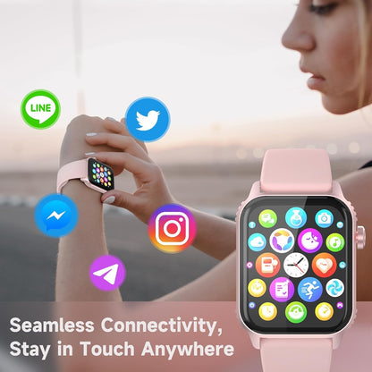 TRAUSI 120+ Sports Modes Smartwatch for Women with Sleep Monitor, IP7 Waterproof, Music Control Watch for iPhone Pink