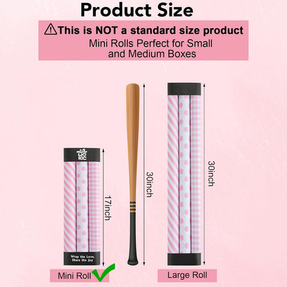 woric Pink Wrapping Paper - Mini Roll - Birthday Wrapping Paper Girls | Wrapping Paper with Gingham Stripe Polka Dot for Women Birthday Baby Shower Girl Wedding - 17 In x 120 In Per Roll