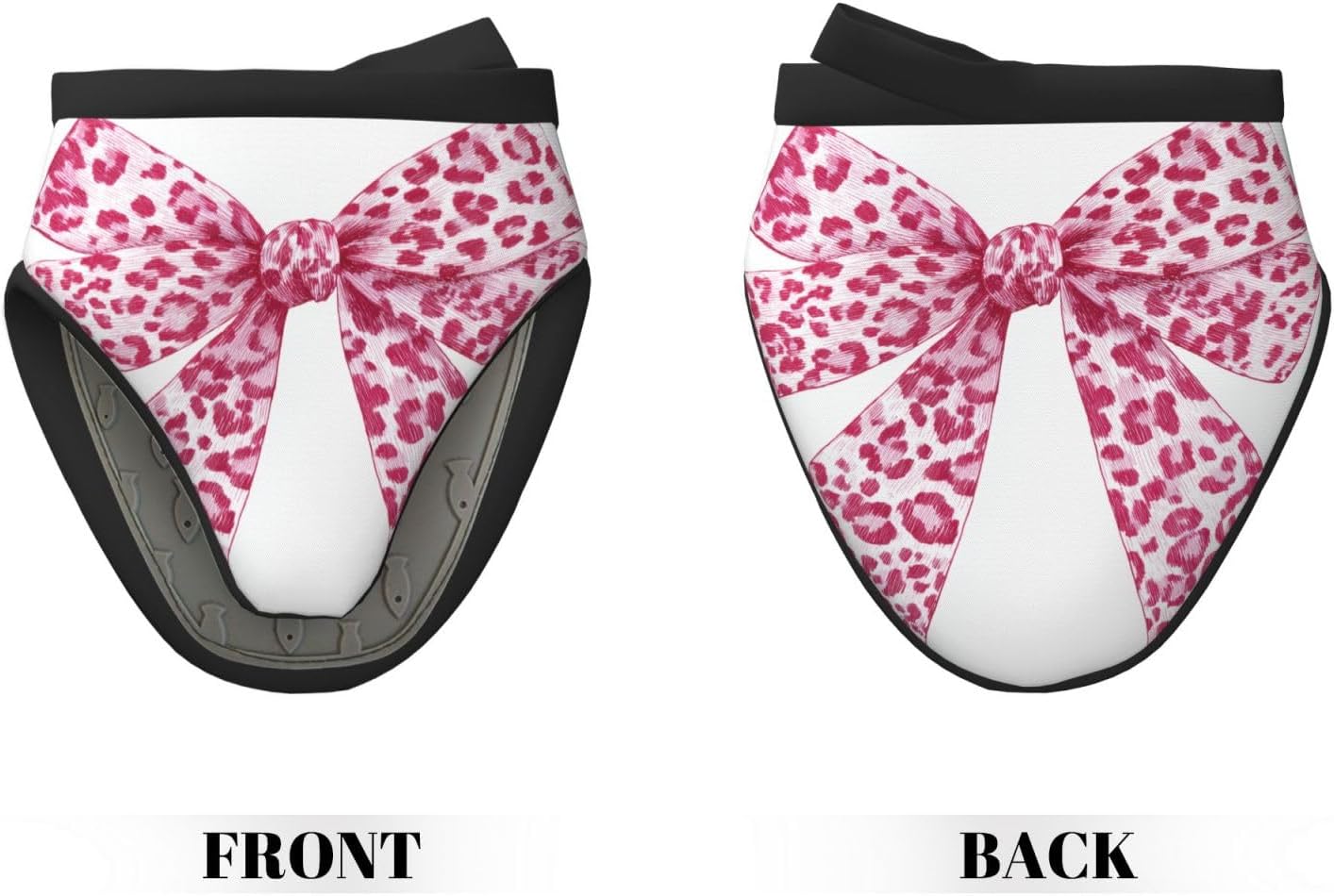 Light Pink Leopard Bow Mini Silicone Oven Mitts Heat and Slip Resistant Kitchen Mittens,Short Oven Gloves for Safe Cooking Baking & Grill,5.9"X5.9"
