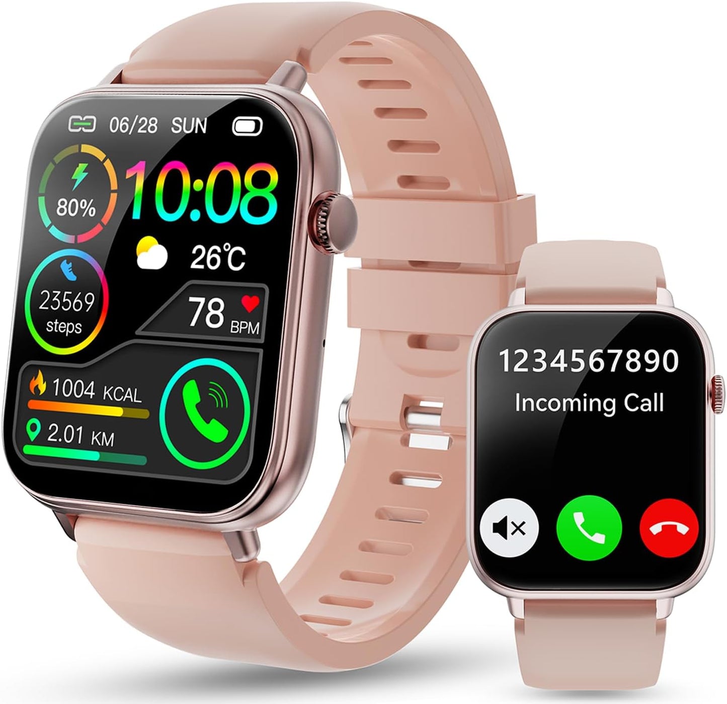 Smart Watch for Women, 1.85" HD Touchscreen Smartwatches with Message Call Function, 100+ Sports Modes IP68 Fitness Tracker, 24/7 Heart Rate/Sleep Monitor Fitness Watch for Android iOS Pink(2025)