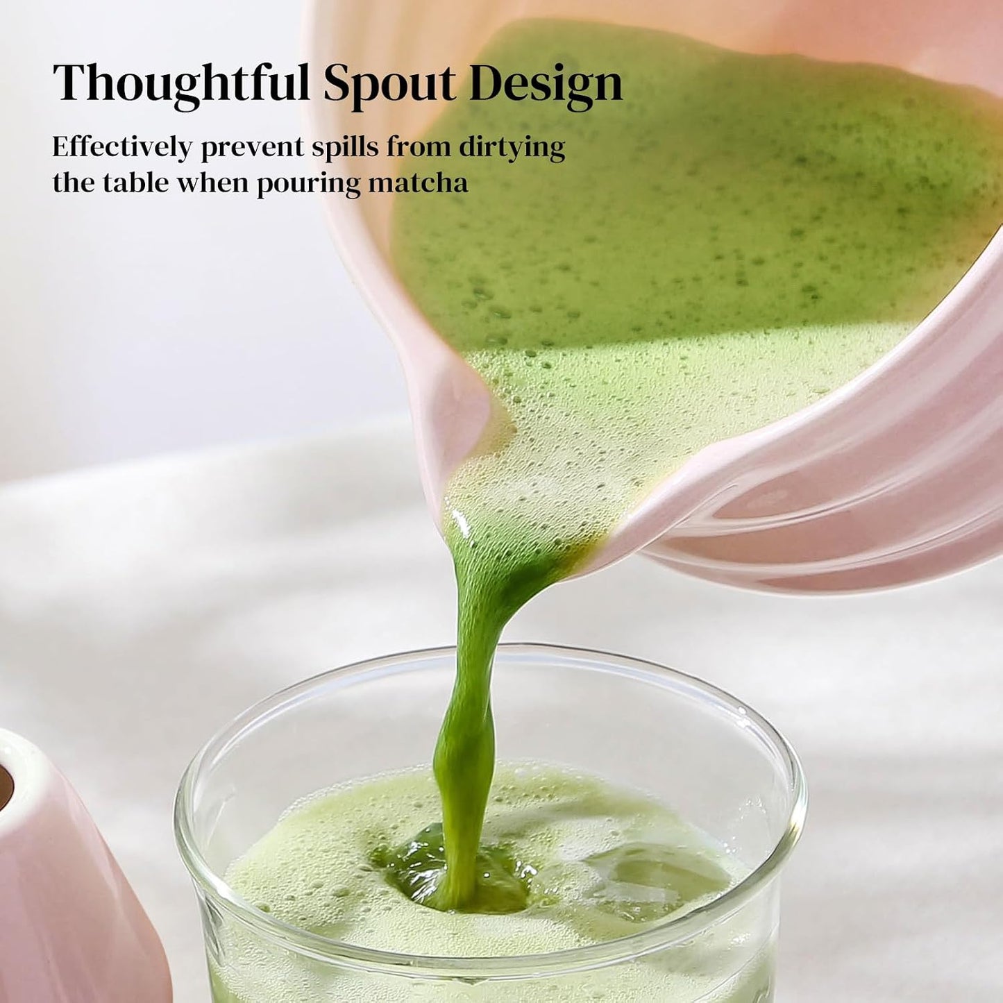 DOWAN Matcha Whisk Set, 7 Pcs Matcha Set Includes Bowl with Spout, Whisk and Holder, Bamboo Scoop and Holder, Sifter and Tea Towel - Matcha Kit Gift for Lovers Beginners (Pink)