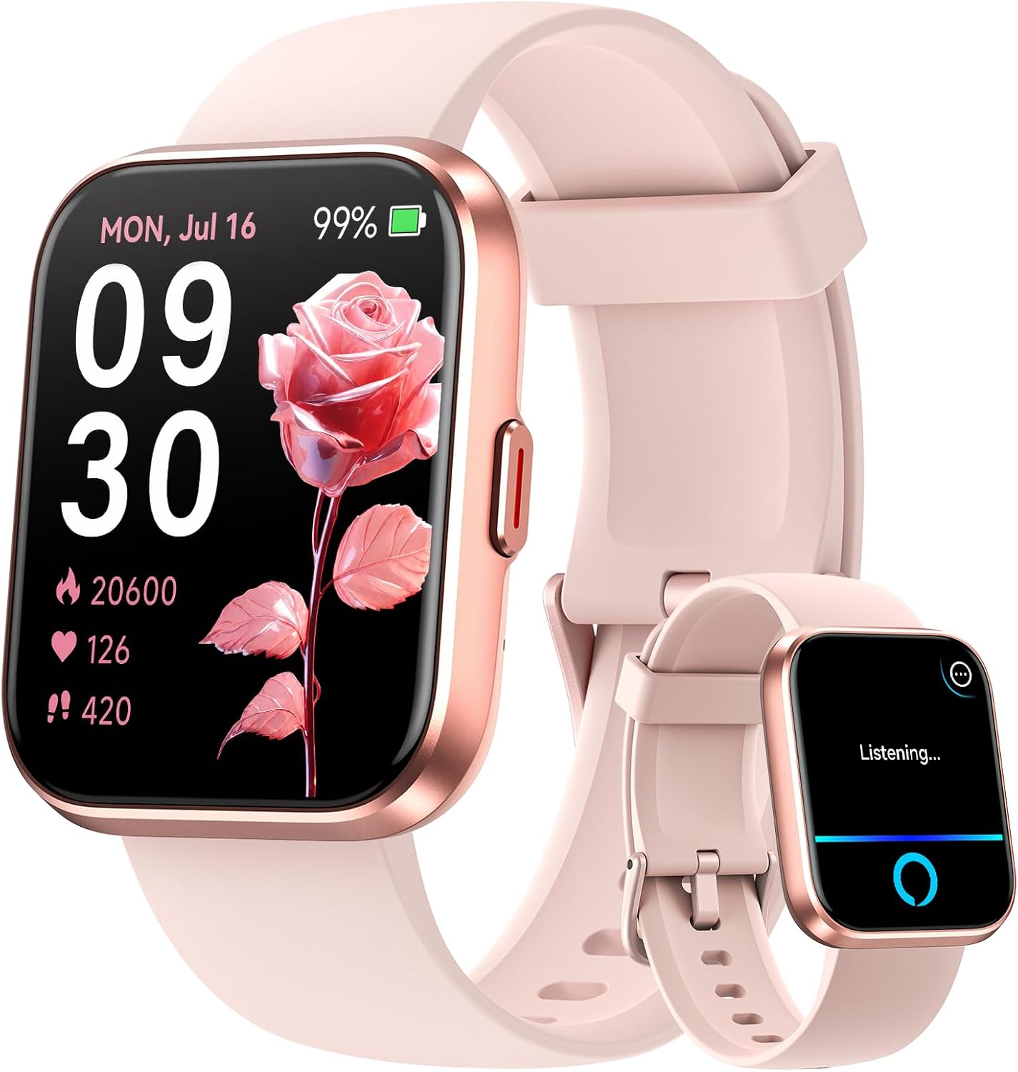 Fitpolo Smart Watches for Women, 1.8'' HD Women Smartwatch with Alexa Built-in, Bluetooth Calls, IP68 Waterproof, 7 Days Battery, Heart Rate/Sleep/SpO2 Monitor, 110 Sports Mode