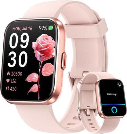 Fitpolo Smart Watches for Women, 1.8'' HD Women Smartwatch with Alexa Built-in, Bluetooth Calls, IP68 Waterproof, 7 Days Battery, Heart Rate/Sleep/SpO2 Monitor, 110 Sports Mode