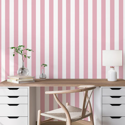 Pink and White Striped Wallpaper 17.3"x80" Pink Striped Peel and Stick Wallpaper Waterproof Contact Paper Modern Self-Adhesive Vinyl Wall Paper for Bedroom Bathroom Nursery