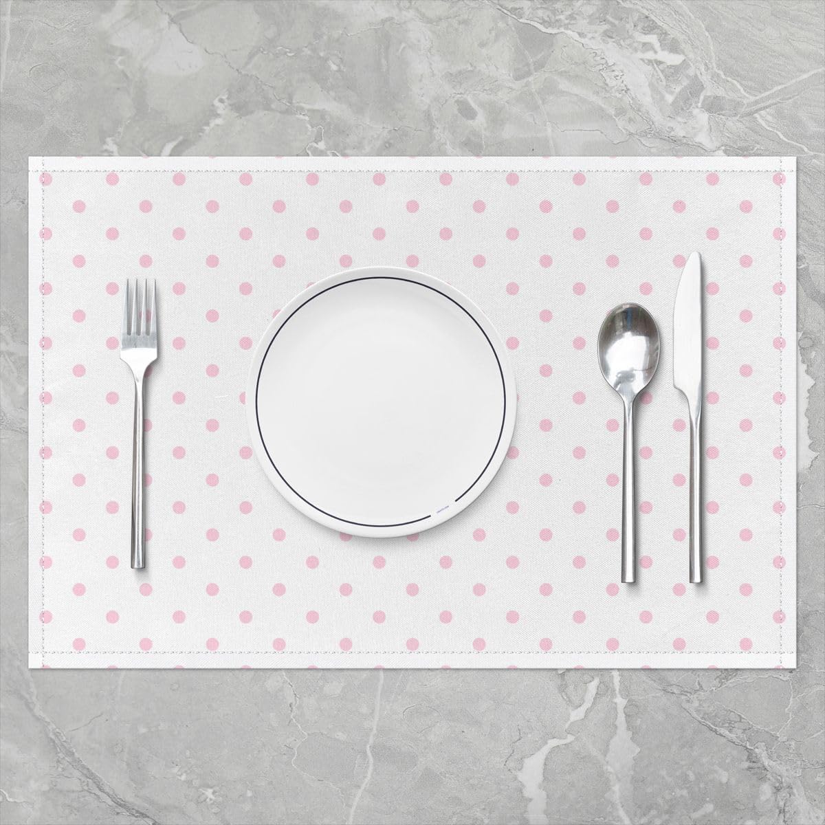 Manfei Polka Dots Placemats Set of 4,Modern Dots Pattern Place Mats,Romantic Princess Style Placemat for Kitchen Dining Table White Pink Table Mats Indoor Outdoor 18"x12"