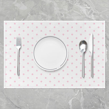 Manfei Polka Dots Placemats Set of 4,Modern Dots Pattern Place Mats,Romantic Princess Style Placemat for Kitchen Dining Table White Pink Table Mats Indoor Outdoor 18"x12"
