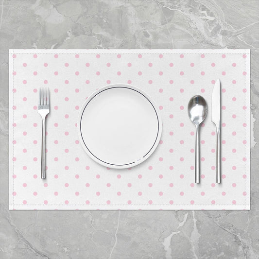 Manfei Polka Dots Placemats Set of 4,Modern Dots Pattern Place Mats,Romantic Princess Style Placemat for Kitchen Dining Table White Pink Table Mats Indoor Outdoor 18"x12"