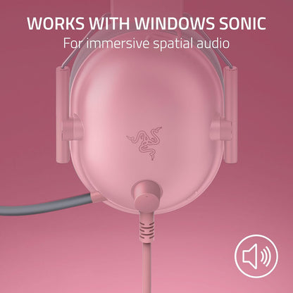 Razer BlackShark V2 X Xbox Gaming Headset: 50mm Drivers - Cardioid Mic - Lightweight - Comfortable Noise Isolating Earcups - for Xbox Series X, Series S, PS5, PC, Switch via 3.5mm Jack - Quartz Pink