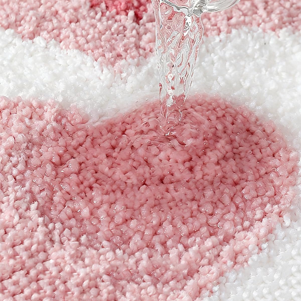 Cute Heart Bath Mat, Red Pink Warm Color Girls' Bathroom Rug, Fluffy and Soft, Anti Slip, High Absorbent, Easy to Clean, Machine Washable for Tub, Shower Mat, 19.7" x 39.4", Heart to Heart