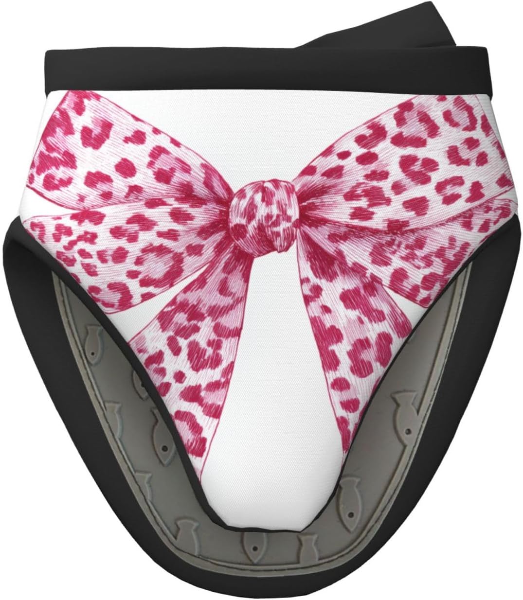 Light Pink Leopard Bow Mini Silicone Oven Mitts Heat and Slip Resistant Kitchen Mittens,Short Oven Gloves for Safe Cooking Baking & Grill,5.9"X5.9"