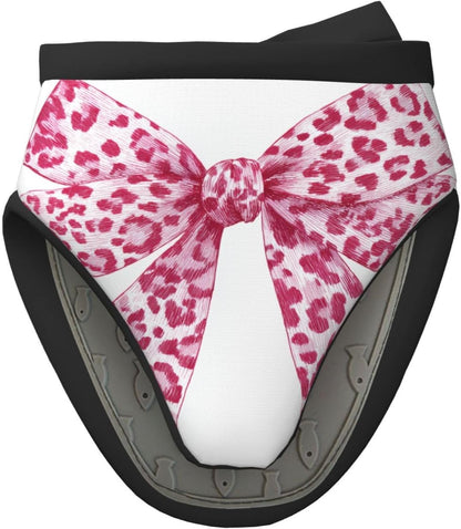 Light Pink Leopard Bow Mini Silicone Oven Mitts Heat and Slip Resistant Kitchen Mittens,Short Oven Gloves for Safe Cooking Baking & Grill,5.9"X5.9"