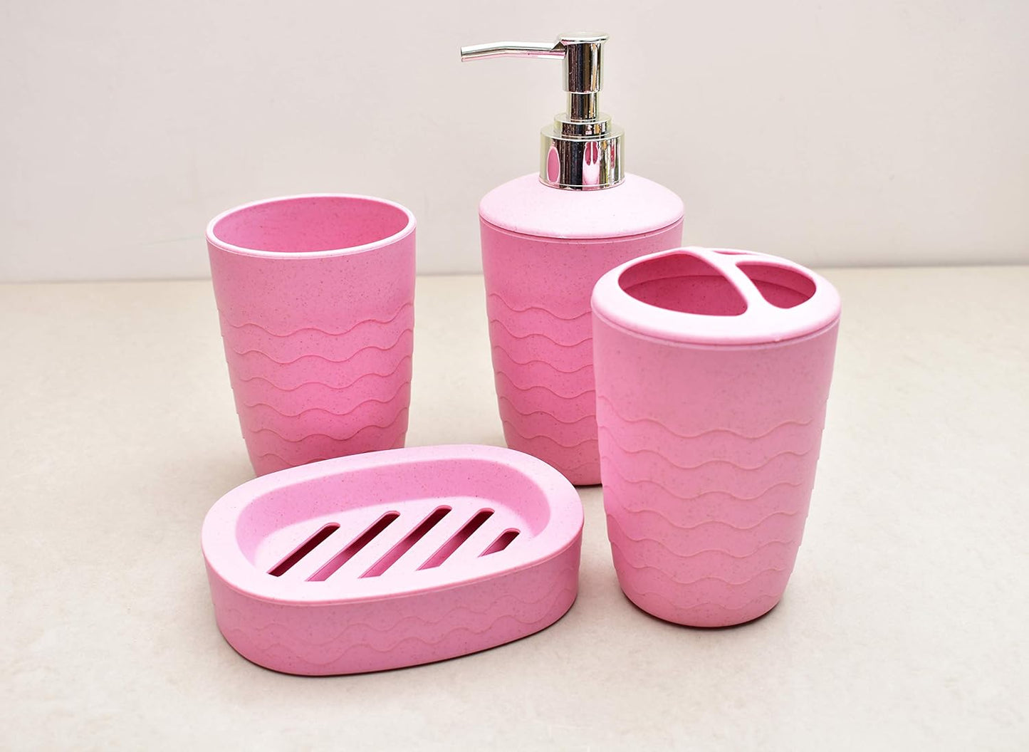 4-Piece Liquid Soap Dispenser/Bathroom Accessories Set/Bathroom Set (1 Liquid Soap Dispensar, 1 Soap Dish,1 Toothbrush Holder and Tumbler)