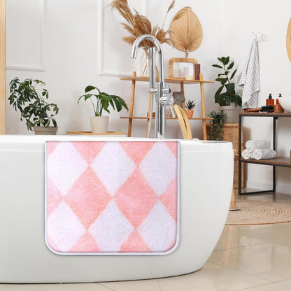 Pink White Checkered Grid Bathroom Mat Non-Slip Bath Rug Microfiber Soft Plush Cute Carpets Floor Mat Machine Wash Dry for Home Tub and Shower Bathroom Decor