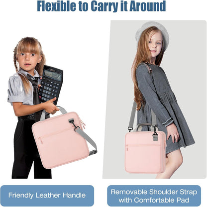 MoKo Zipper Binder, 2 Inch 3 Ring Binder with Zipper,500 Sheets Capacity Zipper Binders with Shoulder Strap & Handle,Multi-Pocket Zipper Bag Organizer for Middle School, Pink & Gray