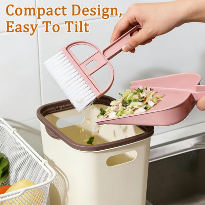 uxcell Mini Dustpan and Brush Set, Small Broom and Dustpan Set for Home Office Tabletops Sofas Keyboards Cleaning, Pink