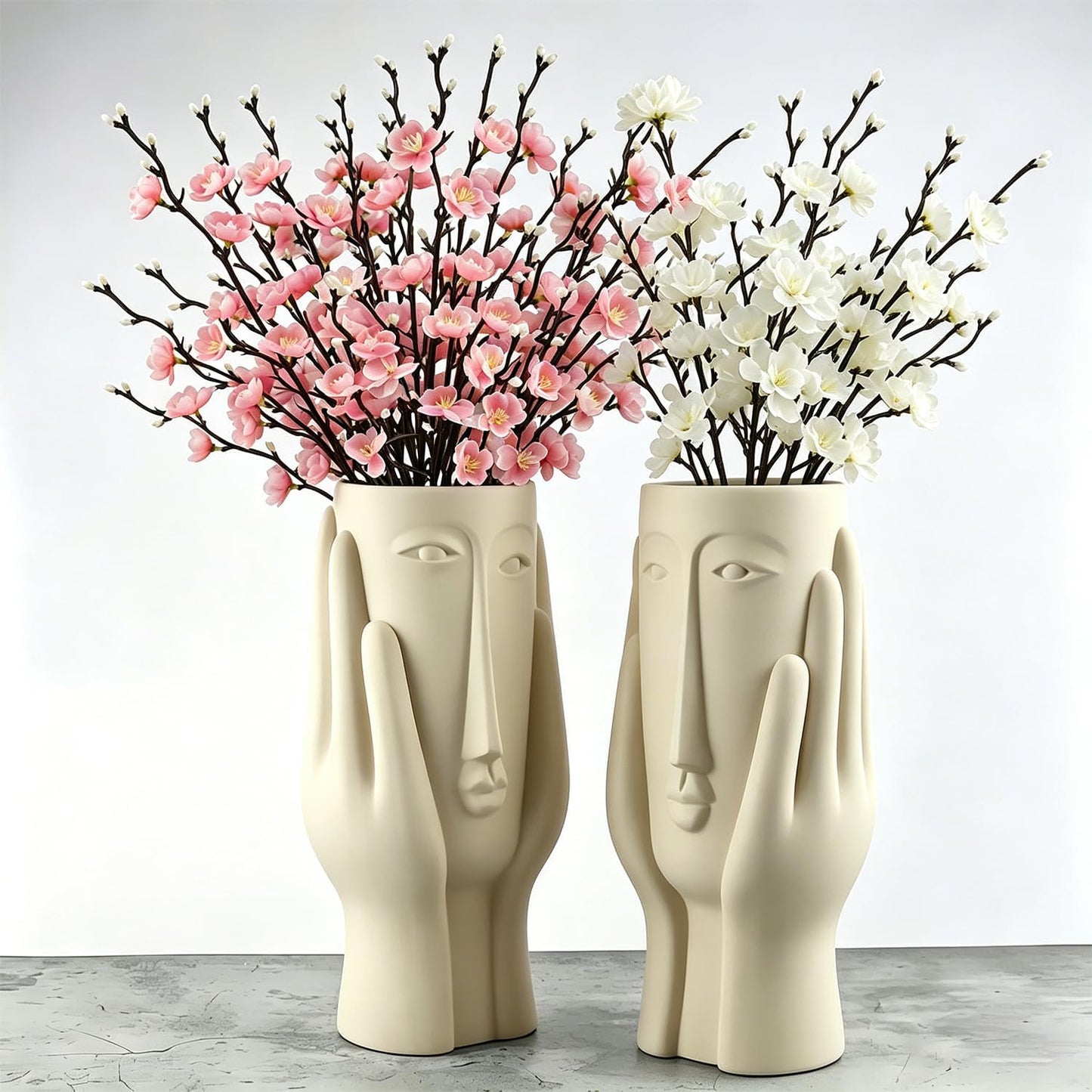 Artificial Cherry Flowers Branches 15PCS Silk Cherry Blossom Tree Stems Faux Cherry Flowers Vase Arrangements for Home Indoor Decoration Vase Table Living Room Bedroom Spring Decor (Pink)