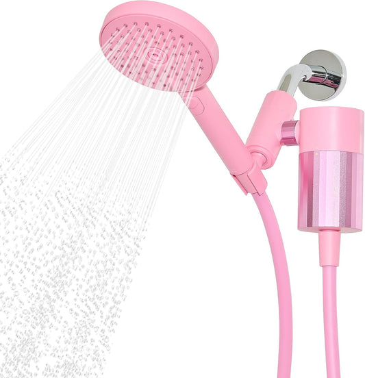 Sproos! - Handheld Showerhead with Filter Set, High Performance Filtration System for Healthier Hair and Skin, Extra Long 70 Inch Hose, 3 Customized Spray Functions, Pink