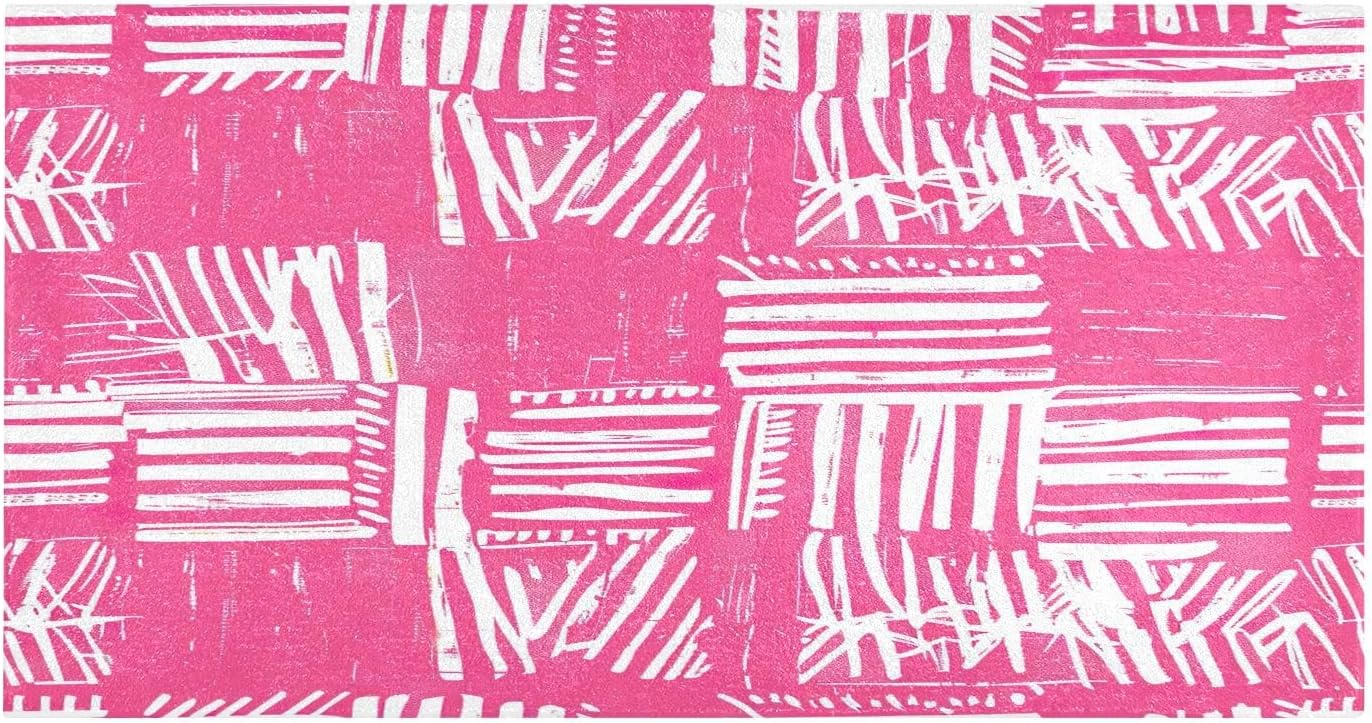 Bath Mat, Soft Absorbent Non Slip Bath Rug, Abstract Pink Stripe Bath Mats for Bathroom, Living Room Bedroom Home Mat Floor, Dry Quickly, Machine Washable 20 x 39 Inch