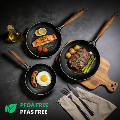 YUTANN Nonstick Frying Pan, 8 inch Enameled Cast Iron Pan Kitchen Healthy Egg Fry Pan Omelette with Detachable Handle, Lightweight Pre-seasoned Cast Iron Skillet, Dishwasher & Oven Safe