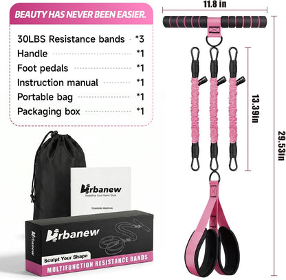 Upgraded Pedal Resistance Band with Handle, Adjustable Exercise Bands for Home Workout, Portable Fitness Equipment for Abs, Arms, Legs & Full Body Training