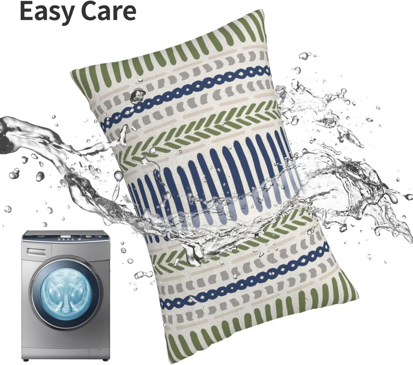 Pink Sage Green Pillow Covers 18x18 Inch 2 Pcs Boho Preppy Polka Dots Striped Decor Throw Pillows Modern Geometric Outdoor Farmhouse Decoration Pillowcase Linen Cushion Cover for Couch Sofa