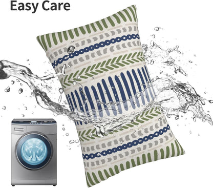 Pink Sage Green Pillow Covers 18x18 Inch 2 Pcs Boho Preppy Polka Dots Striped Decor Throw Pillows Modern Geometric Outdoor Farmhouse Decoration Pillowcase Linen Cushion Cover for Couch Sofa