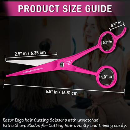 Professional Hairdresser Scissors 6.5" Inch Pink Hair Cutting Shears Japanese Stainless Steel Salon Barber Scissor (Barber Scissors, Japanese, B-4)