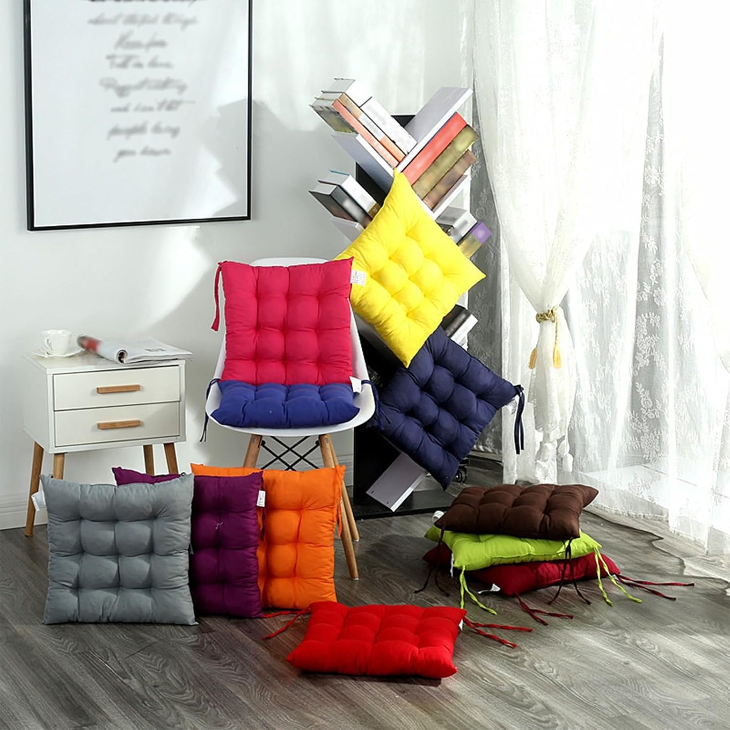 15.7×15.7in Indoor Outdoor Garden Patio Home Kitchen Office Chair Seat Cushion Pads,Soft and Comfy Swing Chair Cushion, Comfortable Replacement Lounge Pads (Pink)