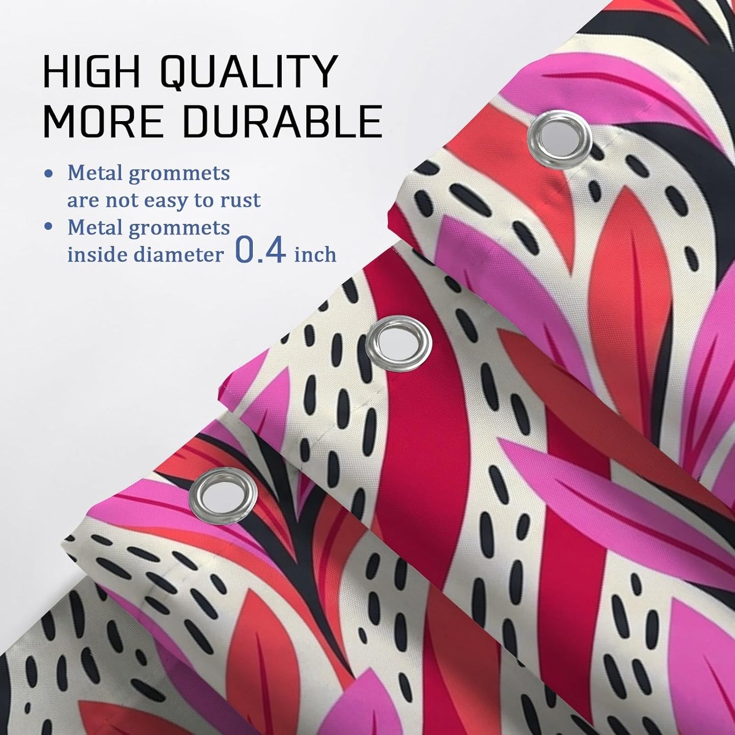 Leaf Shower Curtain, Modern Abstract Waves Line Summer Peach Waterproof Fabric Design Print Bath Curtains Decor for Bathroom Guest Room 62x72 Inch