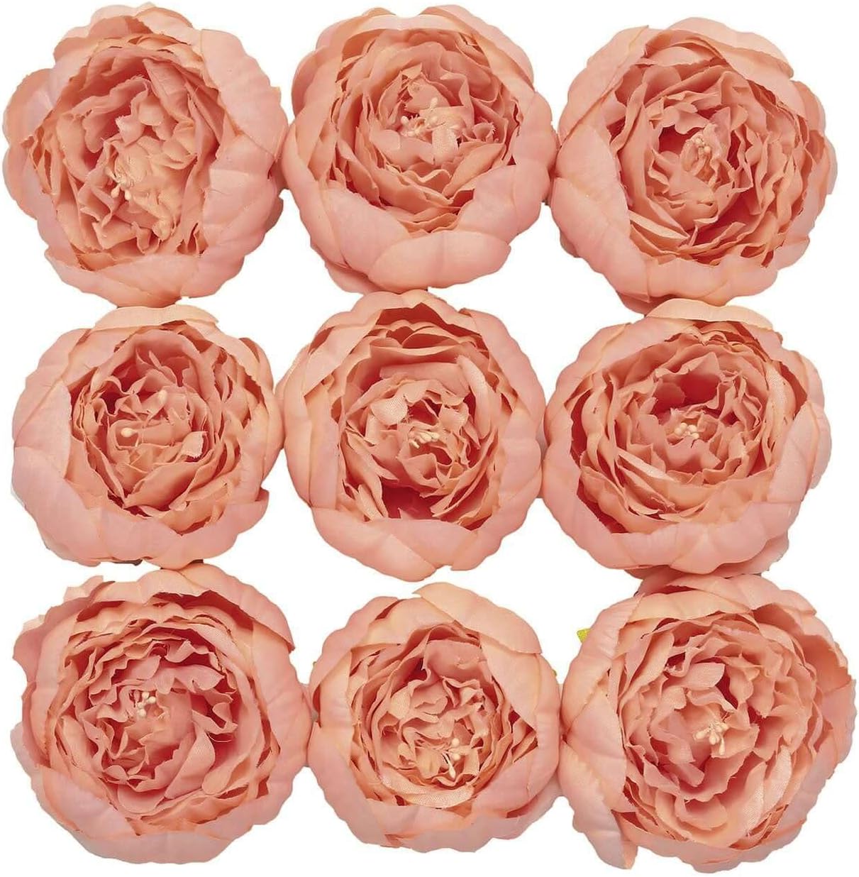 Efavormart 10 Pack 3-Inch Peach Silk Peony Flower Heads, Vibrant Realistic Artificial Peonies for Spring Party Decor and DIY Floral Wreaths