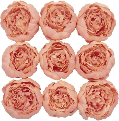 Efavormart 10 Pack 3-Inch Peach Silk Peony Flower Heads, Vibrant Realistic Artificial Peonies for Spring Party Decor and DIY Floral Wreaths