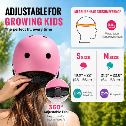 Kids Bike Helmet, Toddler Helmet for Youth Boys Girls Ages 3-5/5-8/8-14 Year Old, Adjustable Fit & Lightweight, Multi-Sport Safety for Skateboard Skating Bicycle Scooter Cycling