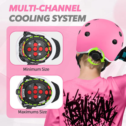 Wemfg Kids Bike Helmet for 5-8-14 Magnetic Buckle Skateboard Helmet for Boys Girls Child Youth Adjustable Lightweight Ventilation and Multi-Sports Scooter Cycling Roller Balance