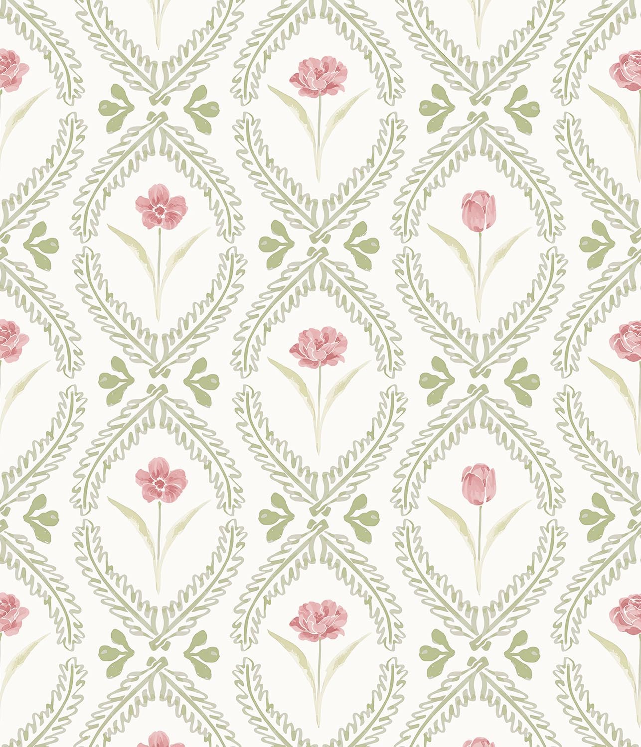 Orainege Peel and Stick Wallpaper Floral Wallpaper 16.9in x118.1in Green Pink Leaf Contact Paper Vinyl Waterproof Self Adhesive Boho Botanical Wall Paper for Bedroom Shelf Cabinet Decor