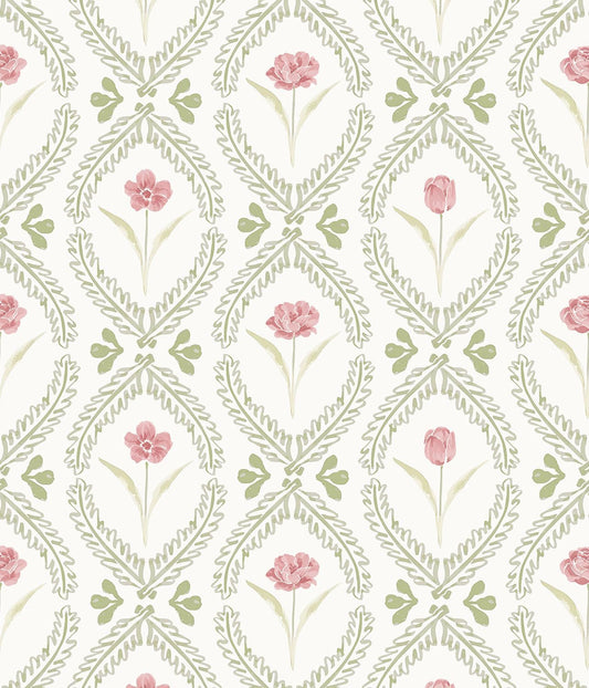 Orainege Peel and Stick Wallpaper Floral Wallpaper 16.9in x118.1in Green Pink Leaf Contact Paper Vinyl Waterproof Self Adhesive Boho Botanical Wall Paper for Bedroom Shelf Cabinet Decor